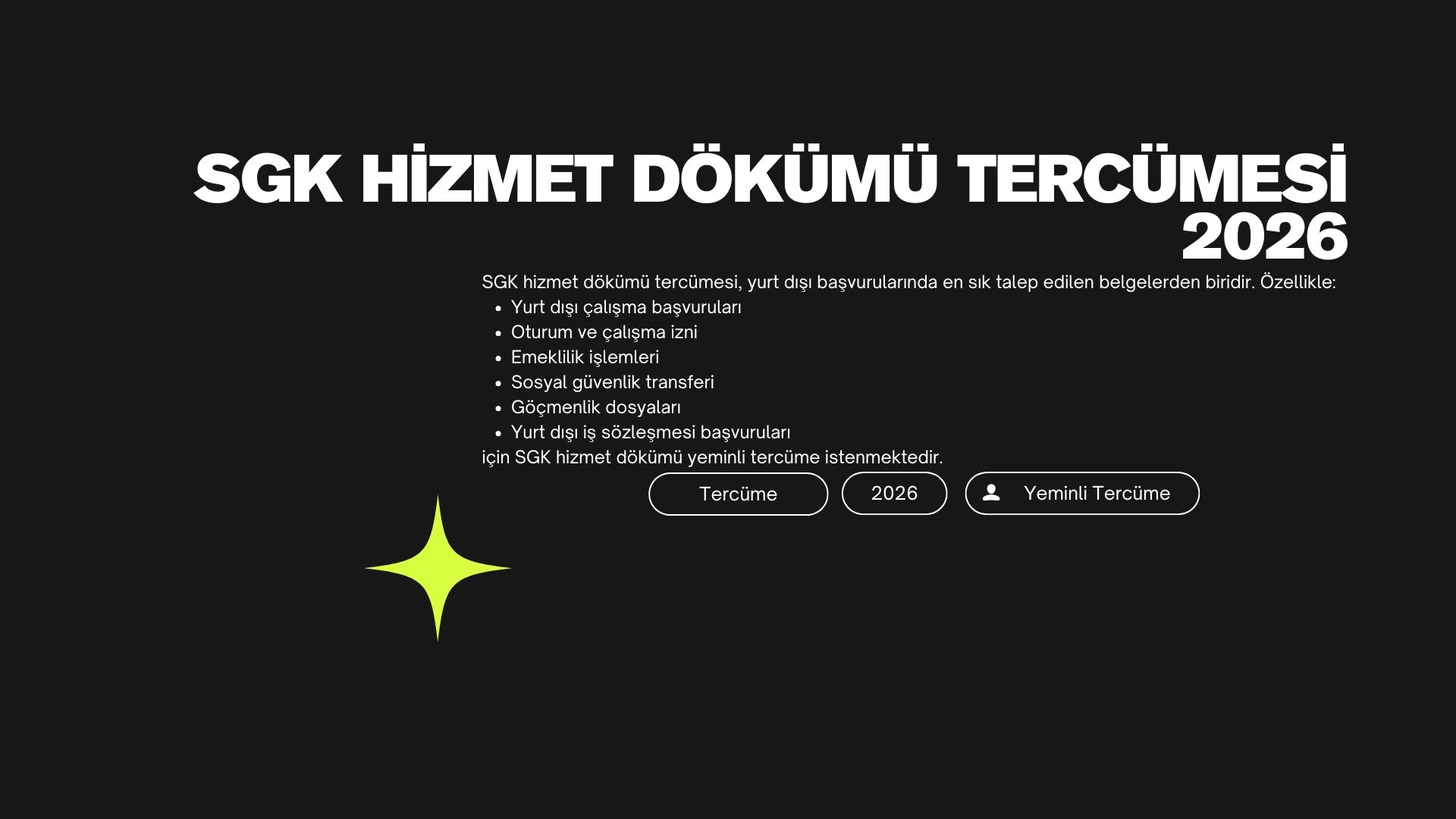 SGK Hizmet Dökümü Tercümesi 2026